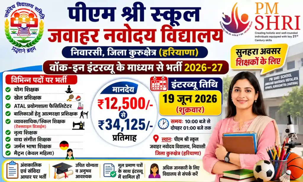 jawahar navodaya vidyalaya kurukshetra recruitment 2026