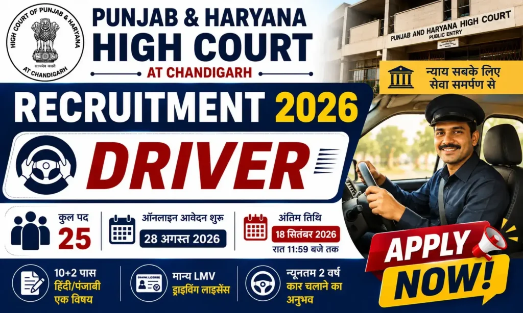 punjab & haryana high court driver recruitment 2026