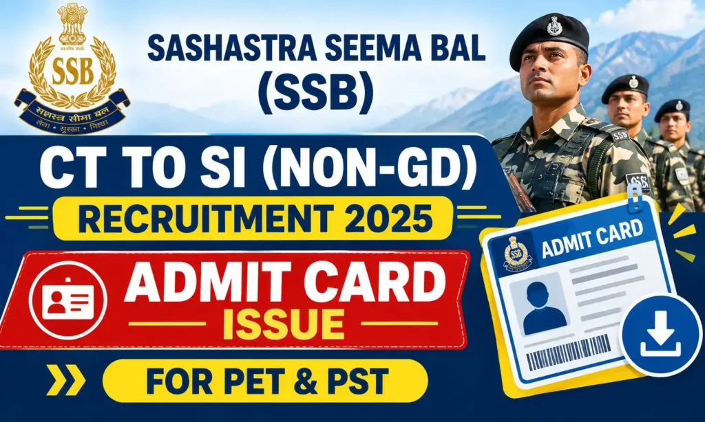 SSB CT to SI Non-GD PETPST Admit Card 2026