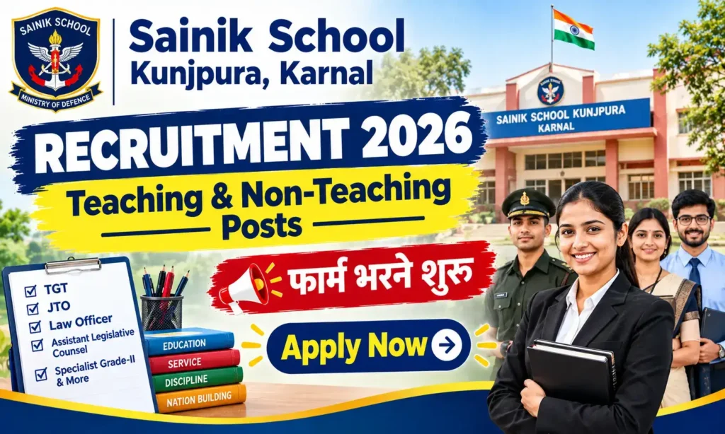 sainik school kunjpura recruitment 2026