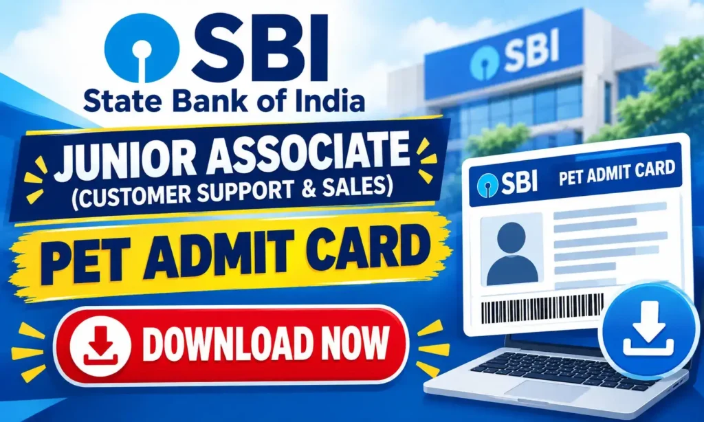 sbi junior associate clerk pet admit card 2026