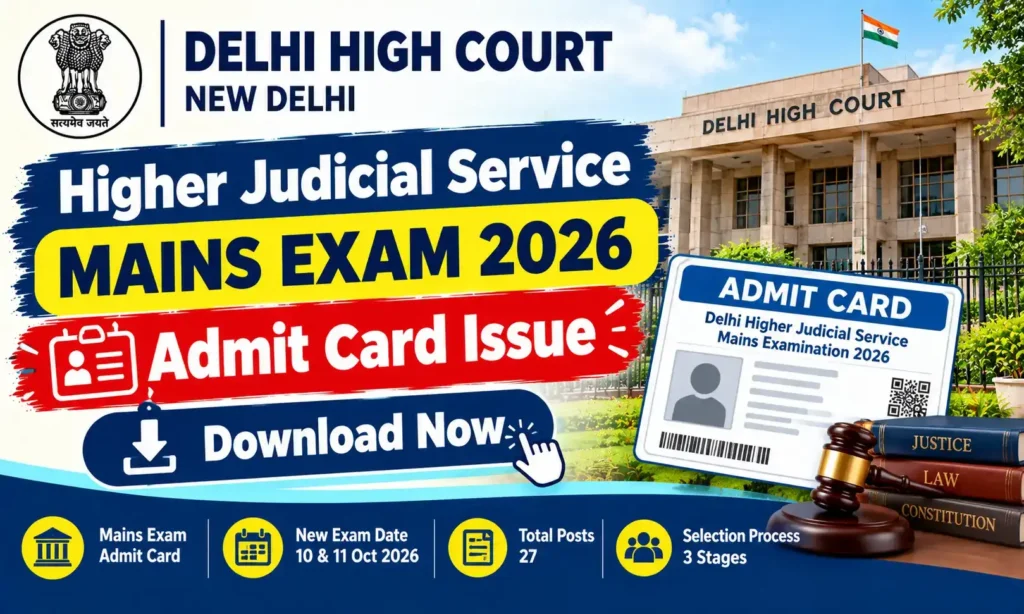 delhi high court hjs mains exam admit card 2026